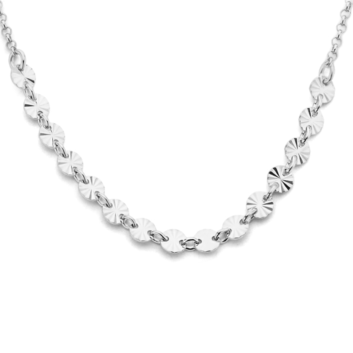 Zilver collier rondjes gediamanteerd 40 + 4 cm