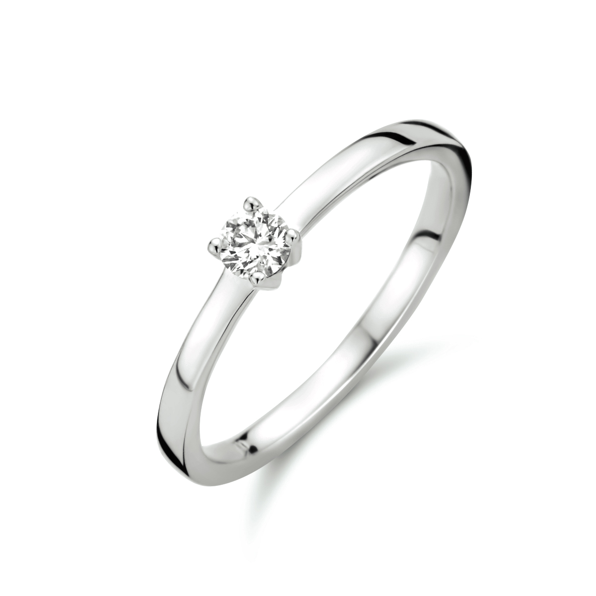 14k Witgouden ring uitgevoerd met een schitterende diamant.