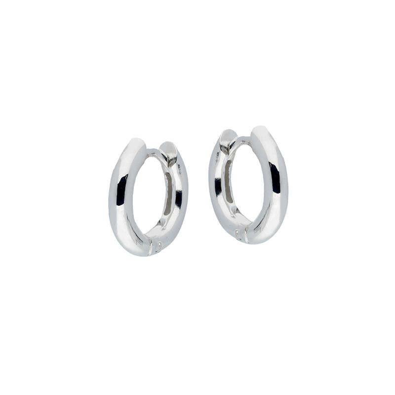 Zilver Gerhodineerde Klapoorringen met Ronde Buis 12mm