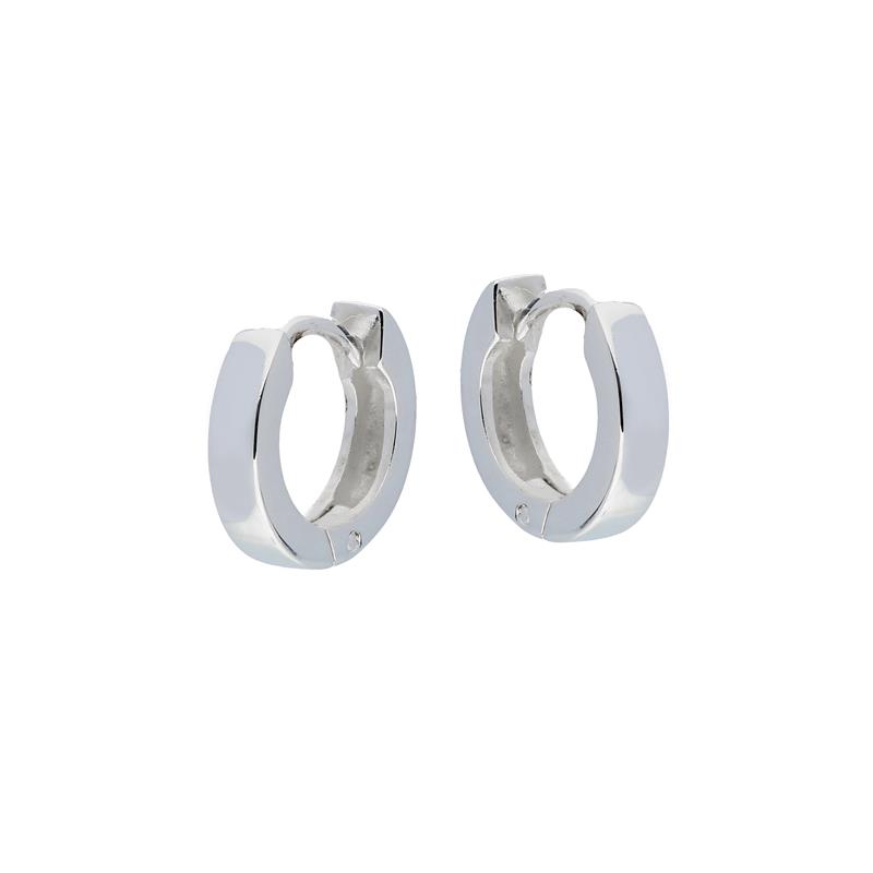 Zilveren Klapoorringen Vlakke Buis 12mm