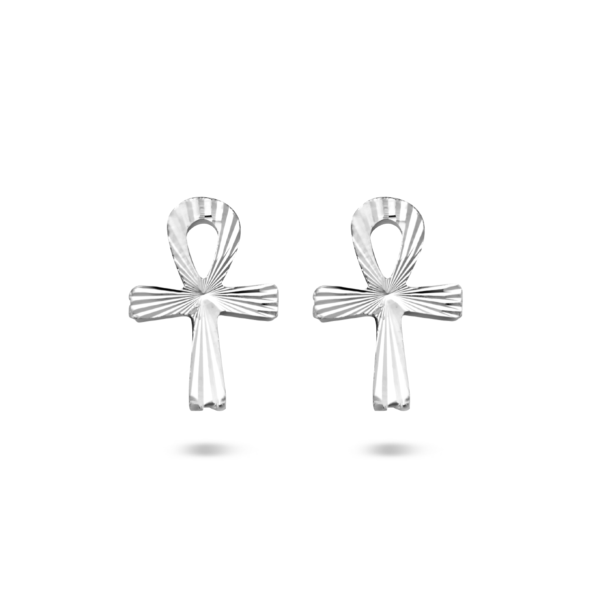 925 Zilveren oorknoppen in de vorm van een ankh kruis.