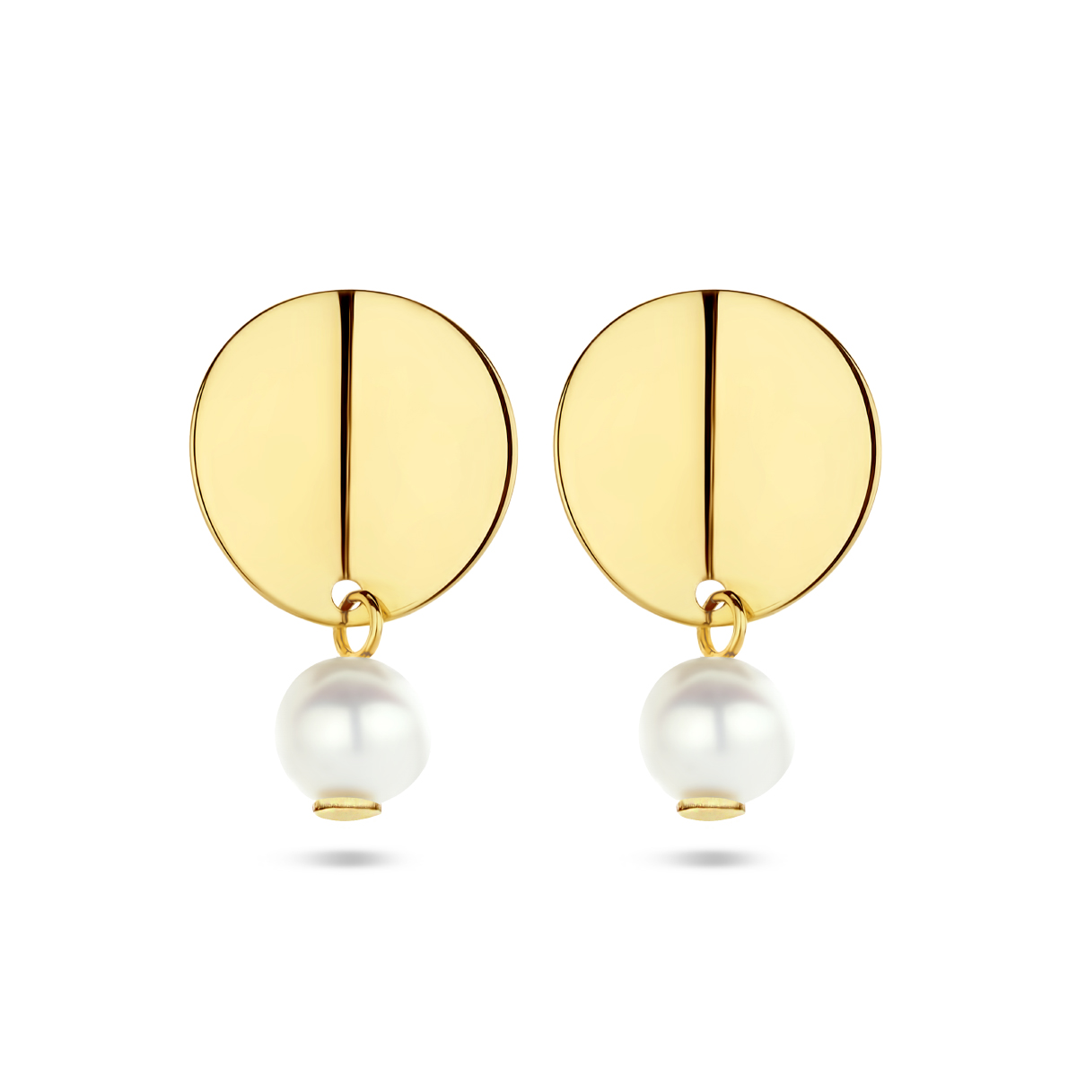 14k Geelgouden oorknoppen met een diameter van 9.5mm. De oorknoppen zijn uitgevoerd met een zoetwaterparel van 4.5mm.