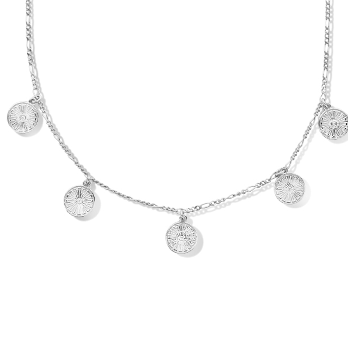 Gerhodineerd 925 zilveren collier uitgevoerd met rondjes en een karabijn sluiting. Het collier heeft een draaglengte van 42cm met een extensie van 3cm.