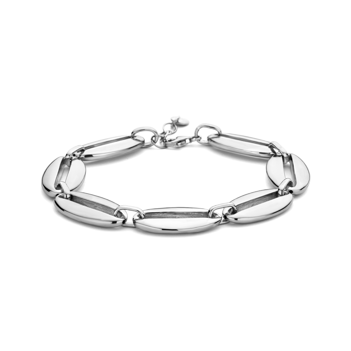 Gerhodineerd 925 zilveren armband met een karabijn sluiting. De draaglengte van de armband is 20cm met een extensie van 2cm. De schakelbreedte is 12.5mm.