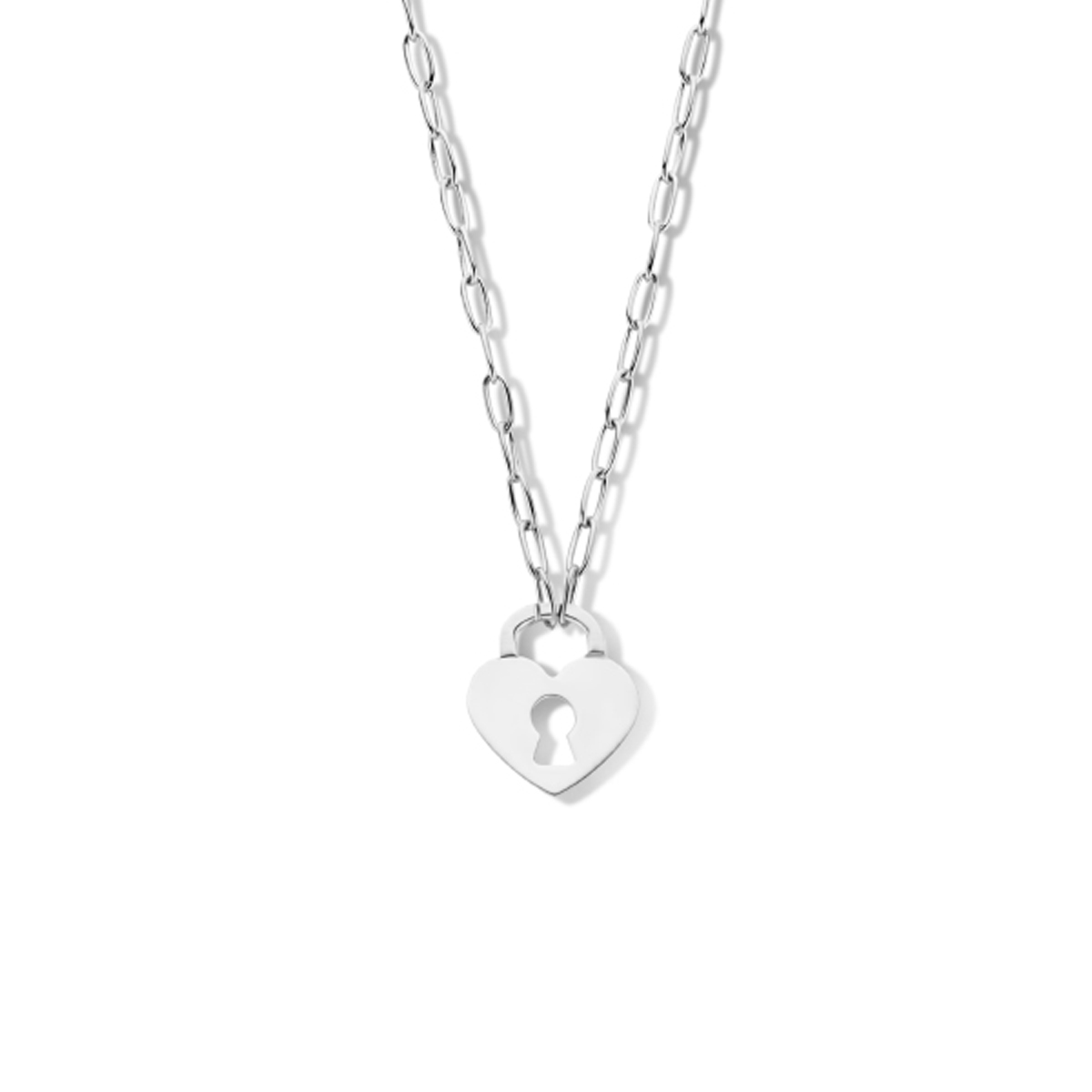 Gerhodineerd 925 zilveren collier uitgevoerd met een hartjes slot en een karabijn sluiting. Het collier heeft een draaglengte van 42cm.