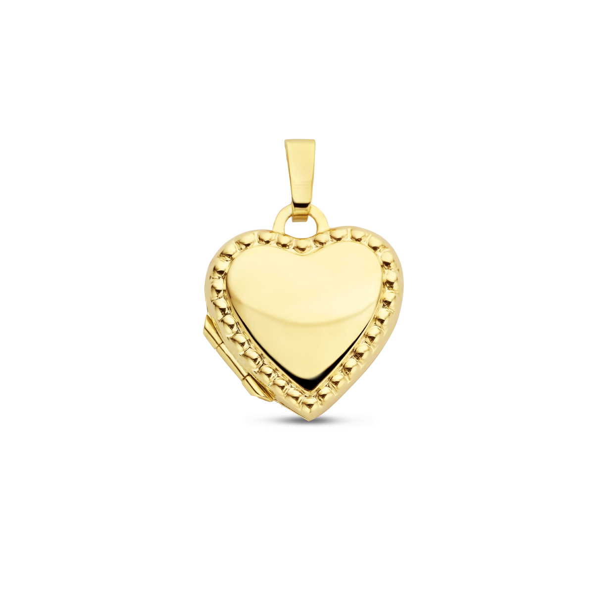 14k gouden medallion in vorm van een hart.
