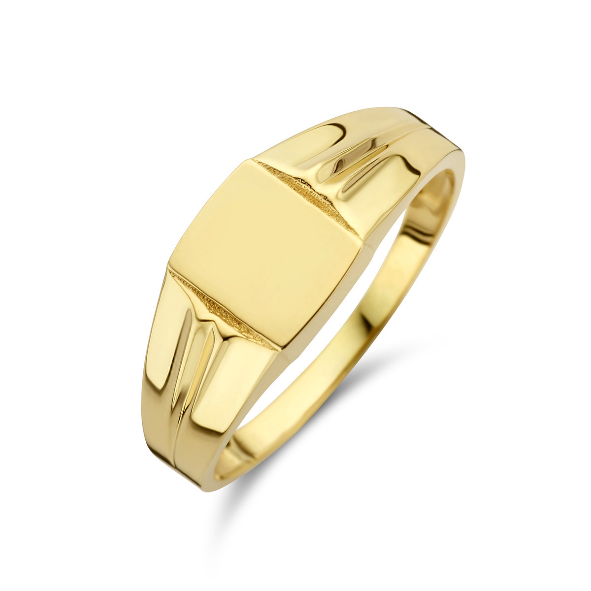 14k Geelgouden ring met een breedte van 7mm.