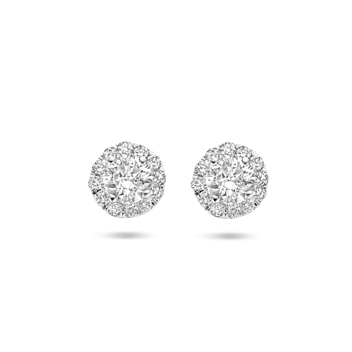 Huiscollectie - 14k Witgoud met palladium legering oorknoppen. De oorknoppen zijn uitgevoerd met Made Diamonds. Diamant 0.66ct (2x 0.33ct) h si halo - 4600146