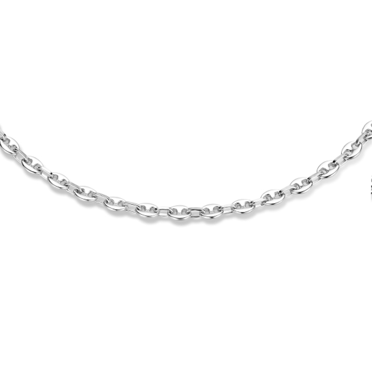 Gerhodineerd 925 zilveren anker collier uitgevoerd met een karabijn sluiting. Het collier heeft een draaglengte van 42cm en een extensie van 3cm. De schakelbreedte is 3.7mm.