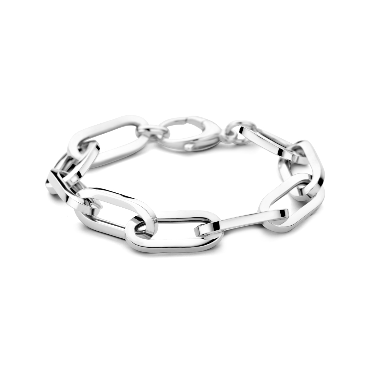 Gerhodineerd 925 zilveren armband met een schakelbreedte van 10.5mm en een draaglengte van 20cm. Uitgevoerd met een karabijn sluiting.