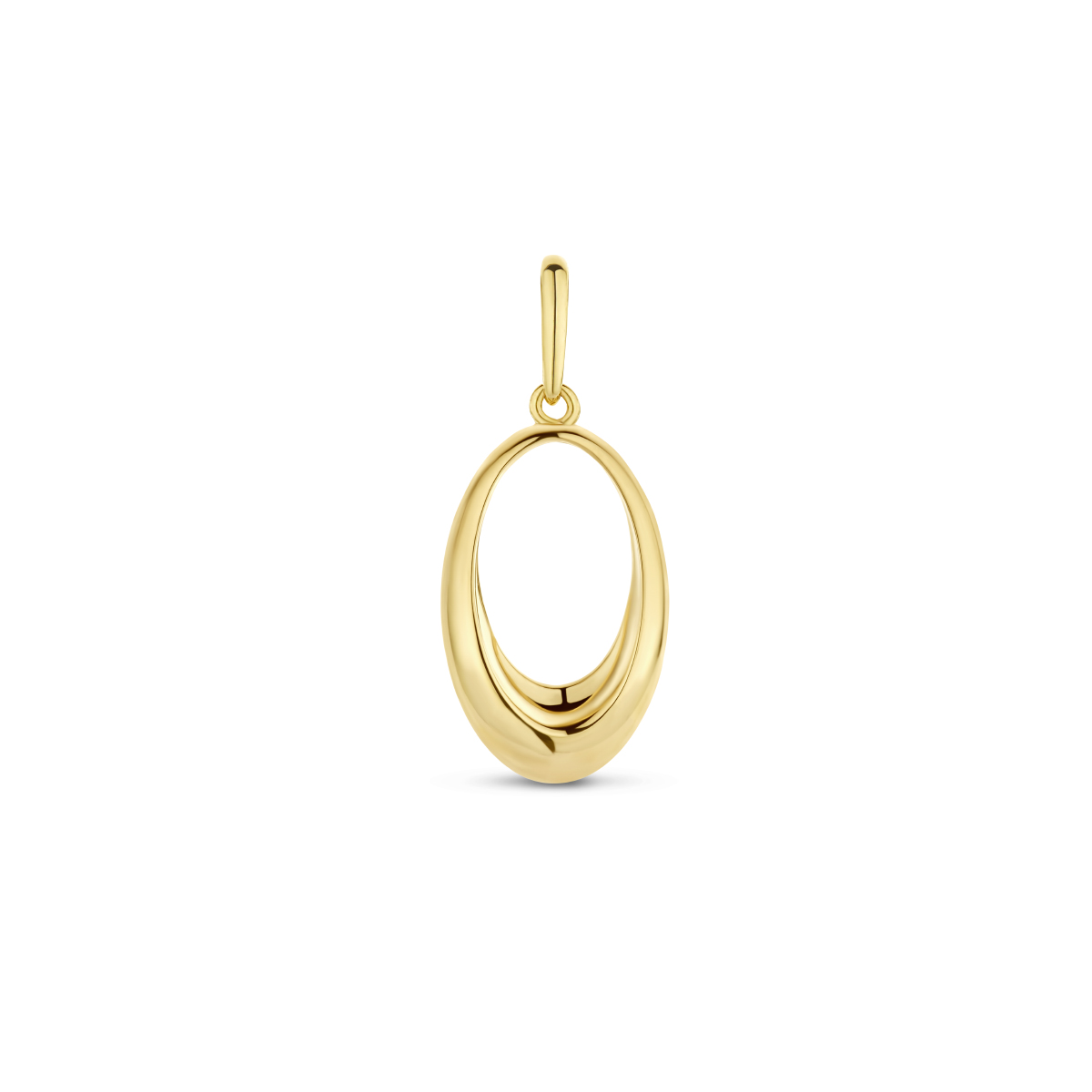 14k Geelgouden ovaalvormige hanger met totale hoogte van 20mm.