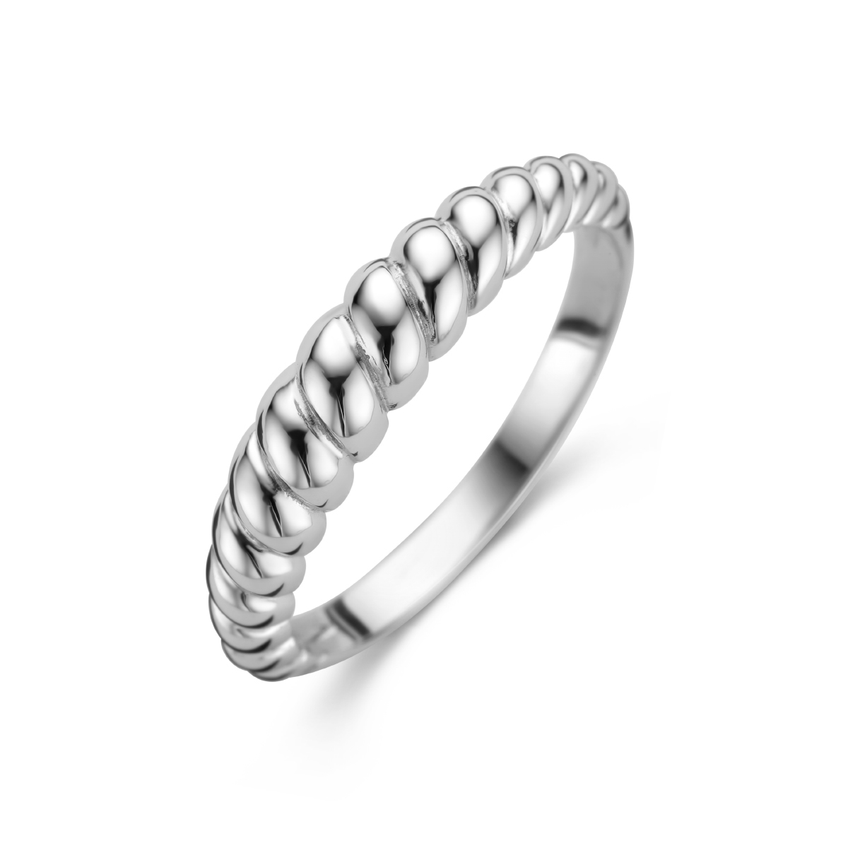 Gerhodineerd zilveren ring met een breedte van 4mm.