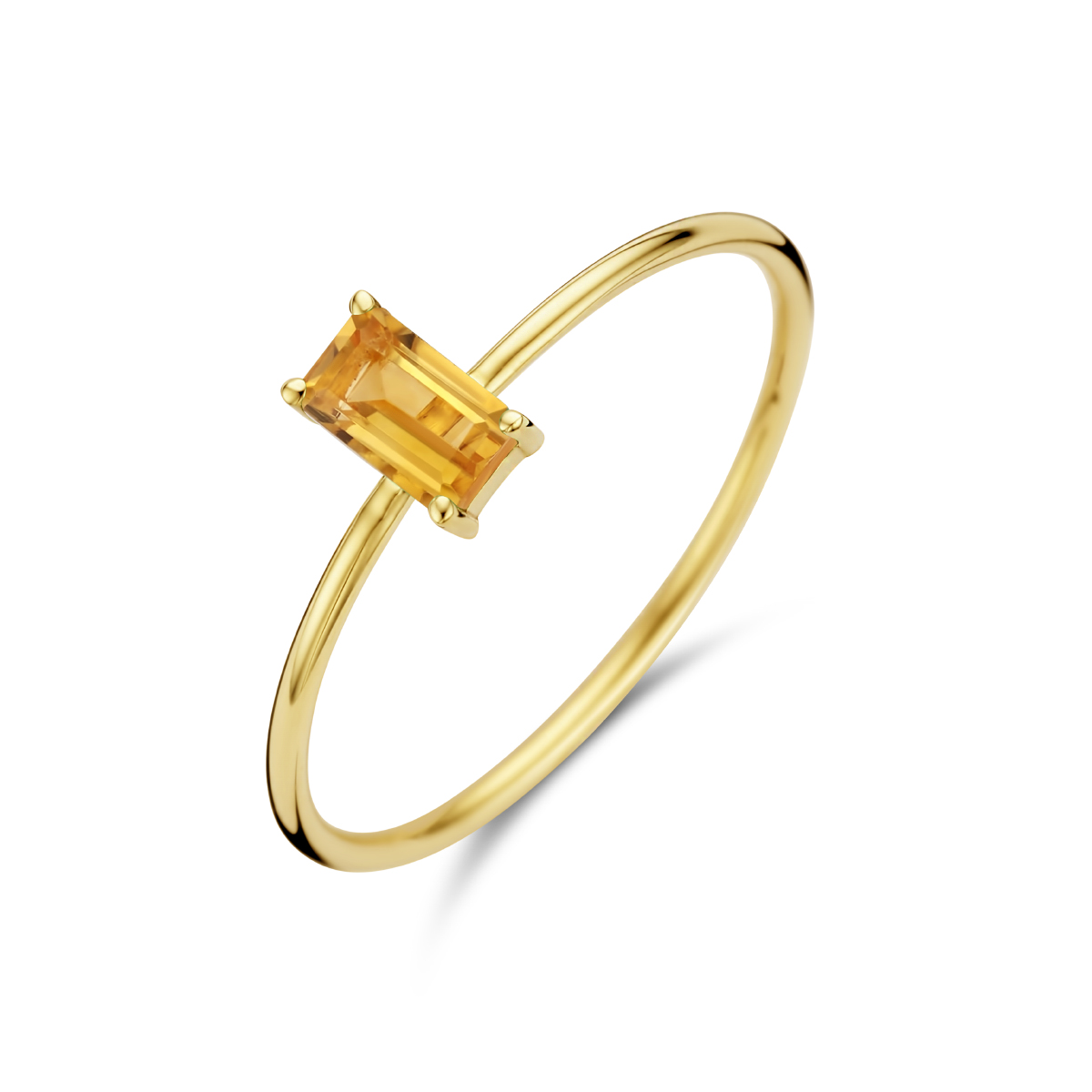 14k Geelgouden ring uitgevoerd met een schitterende citrien.