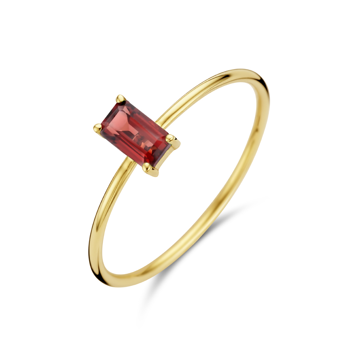 14k Geelgouden ring uitgevoerd met een schitterende granaat.