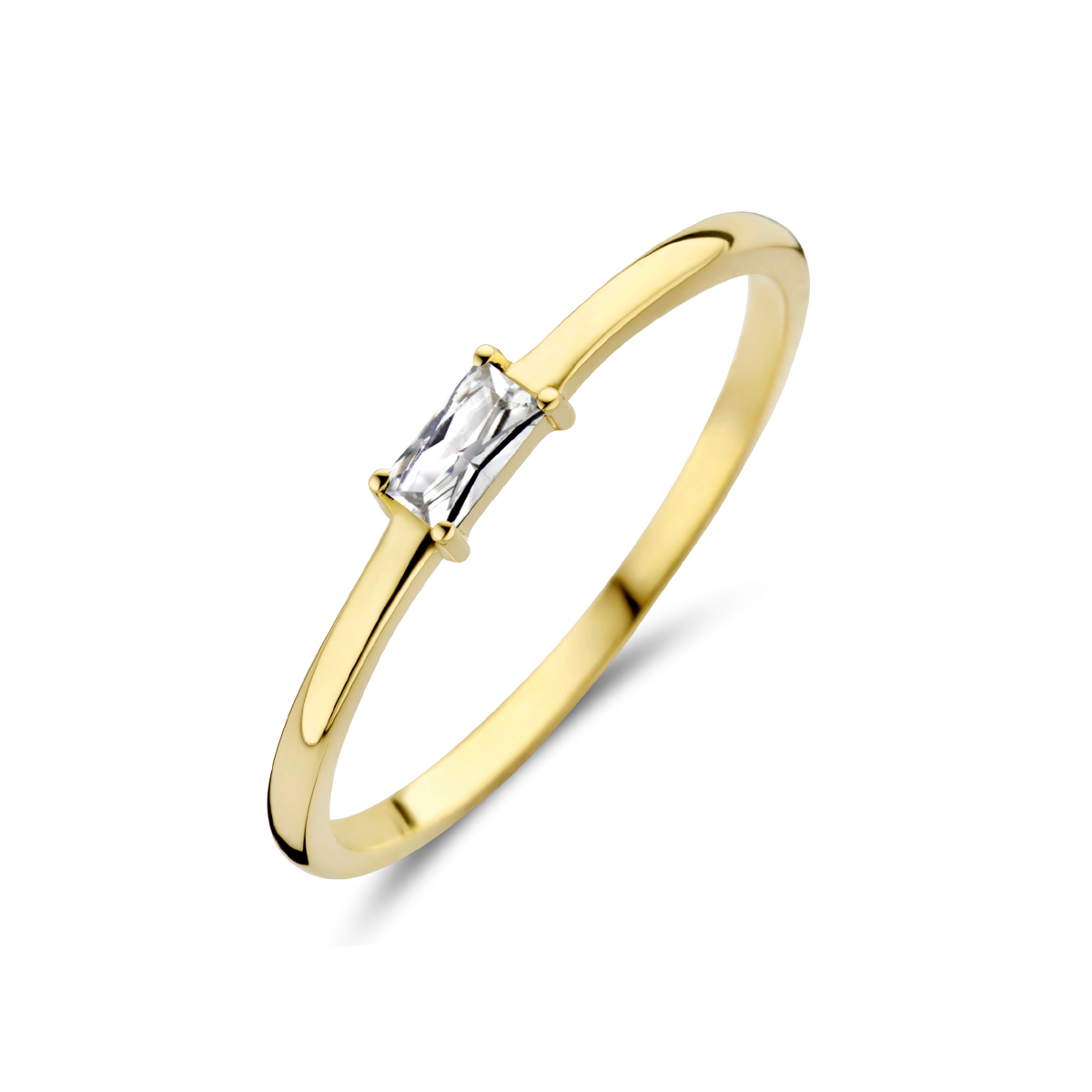 Geelgouden ring met geboortesteen zirkonia