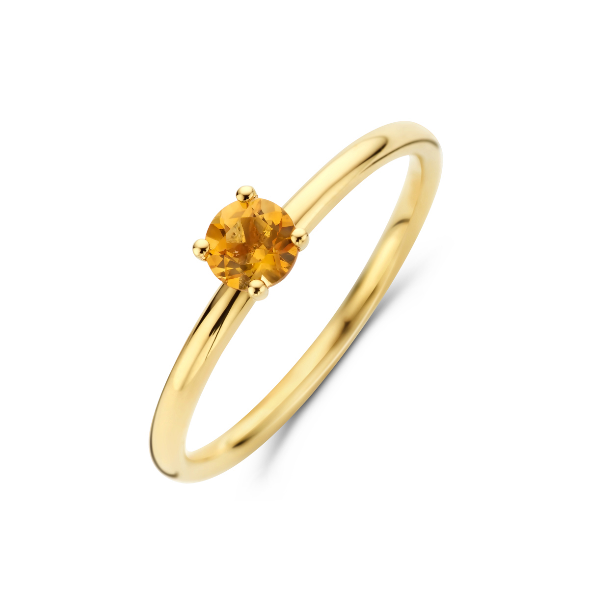 14k Geelgouden ring uitgevoerd met citrien. De ring heeft een breedte van 4mm.