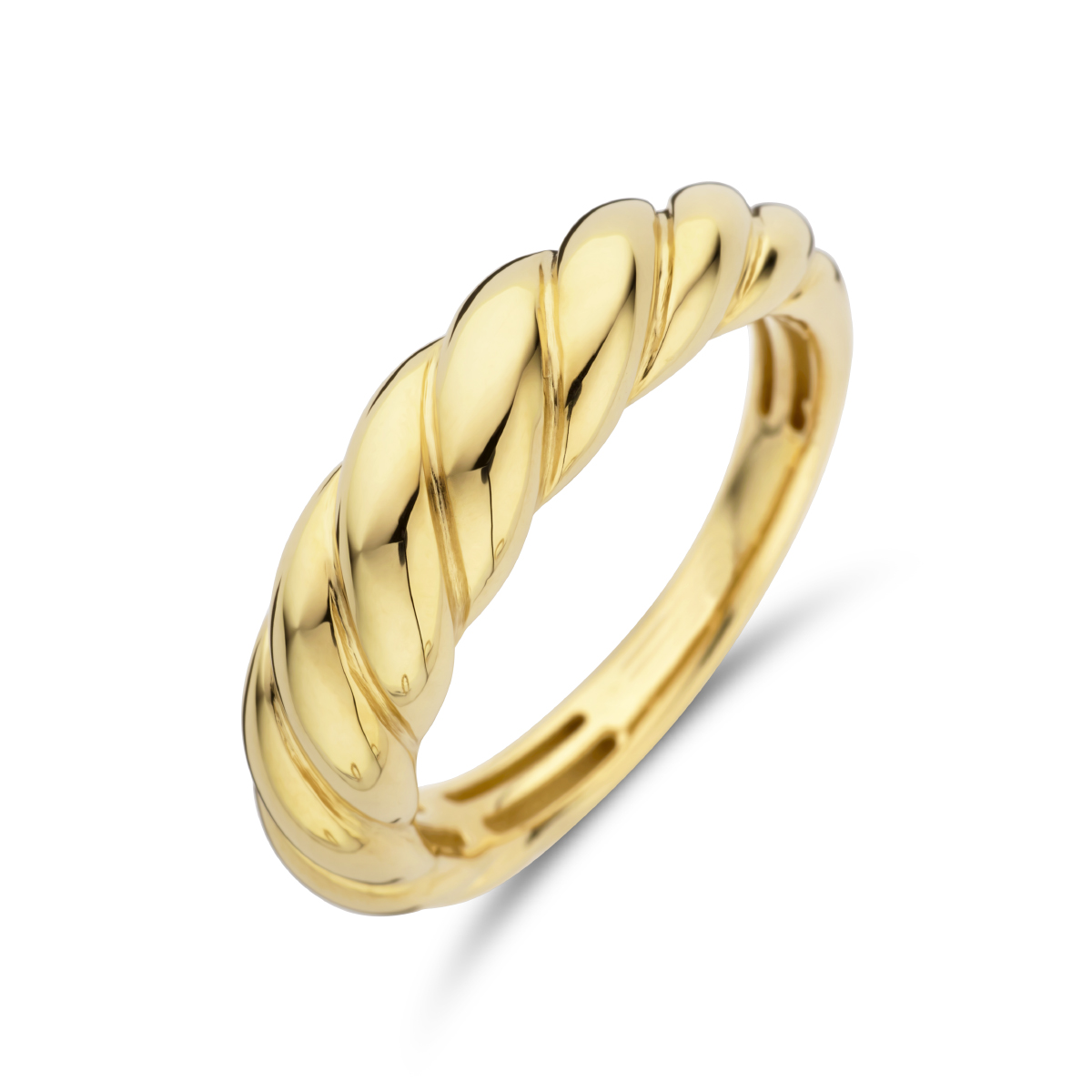 14k Geelgouden ring met een breedte van 6mm.