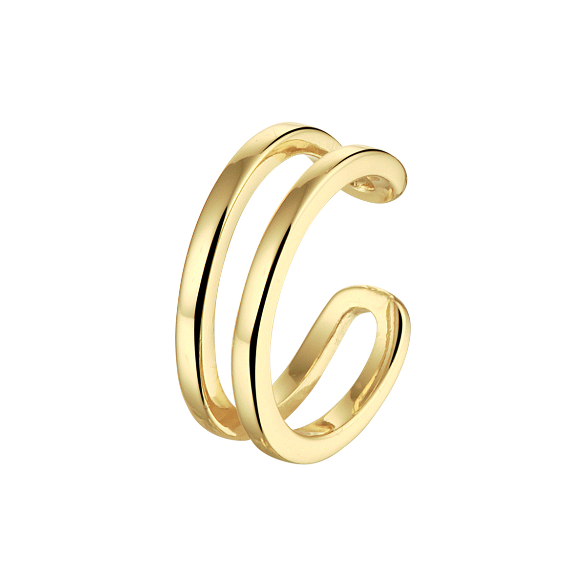Geelgoud op 925 zilveren earcuff. De earcuff heeft een afmeting van 13x4mm en wordt per stuk verkocht. Geen garantie op plating.