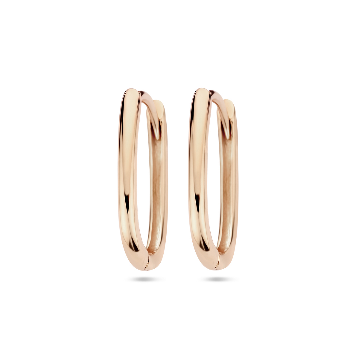 14k Rosegouden paperclip klapoorringen met een hoogte van 14mm.