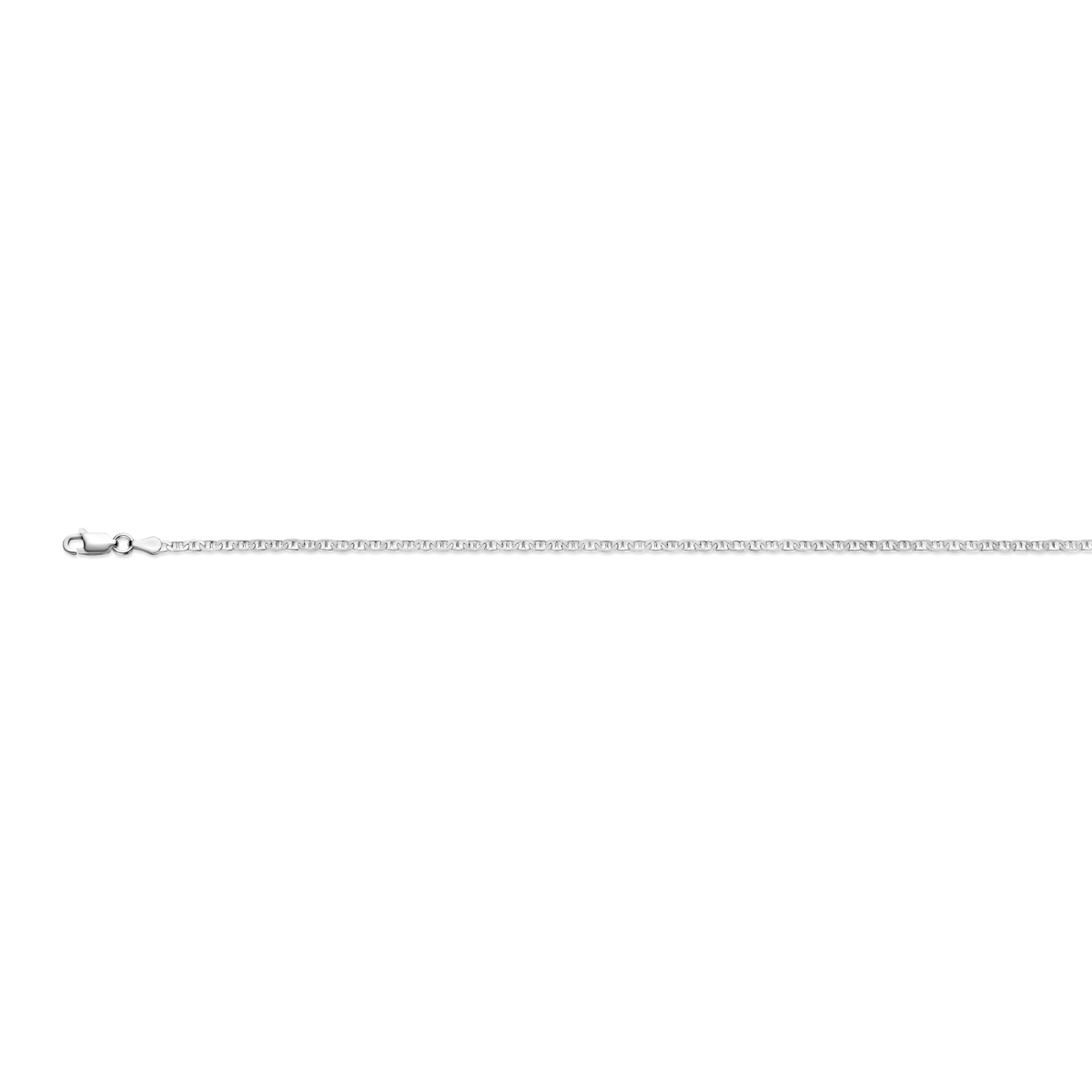 925 Zilveren lengteartikel met een schakelbreedte van 2.3mm. Uitgevoerd met een karabijn sluiting.