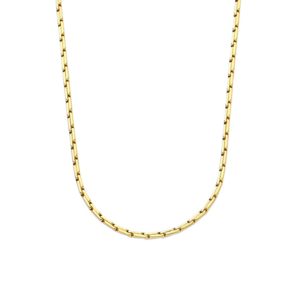 14k Geelgouden collier met een schakelbreedte van 4.6mm. Uitgevoerd met een karabijn sluiting.
