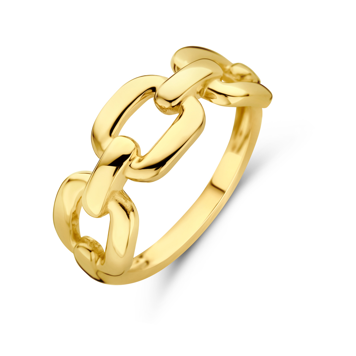 14k Geelgouden ring met een breedte van 8mm.