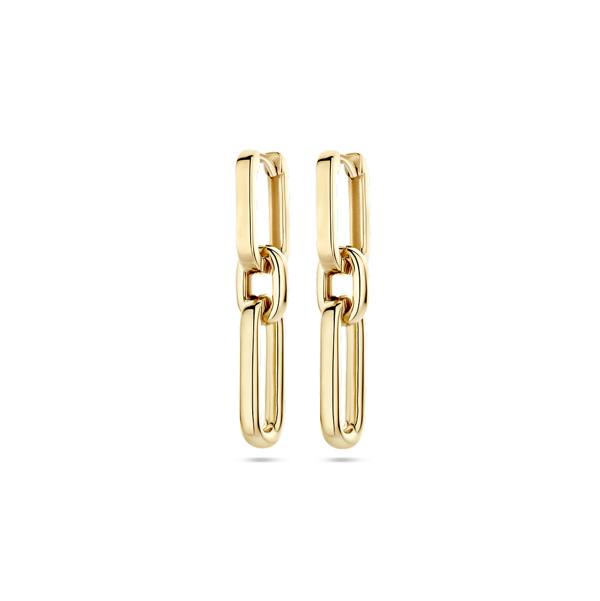 14k Geelgouden klapoorringen. De oorringen hebben een totale hoogte van 28mm.