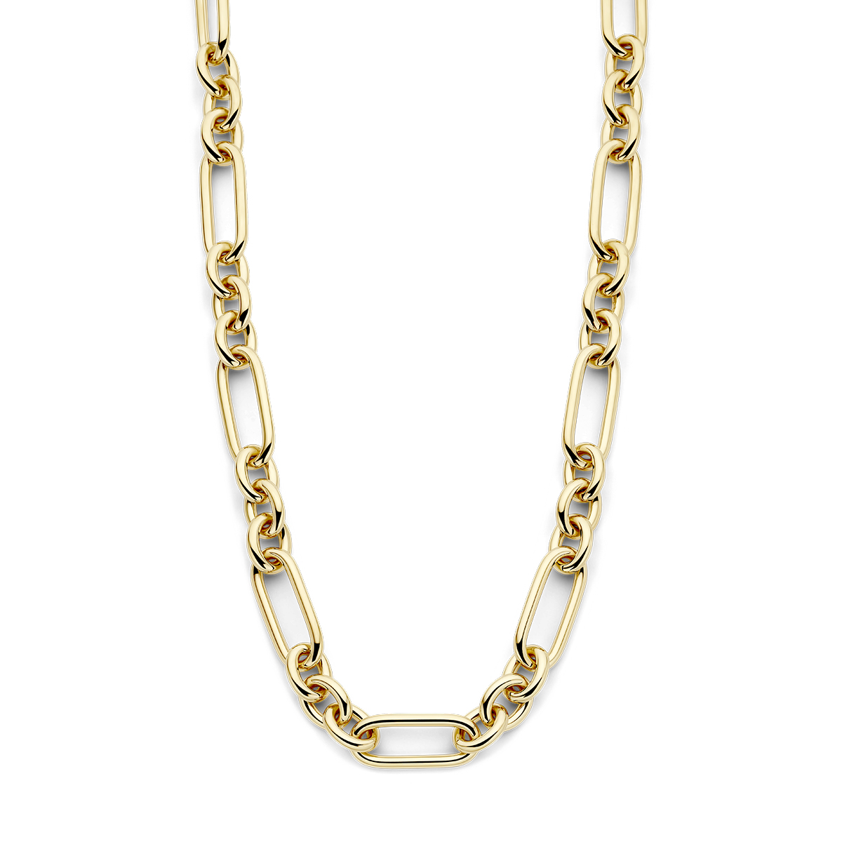 14k Geelgouden collier met een draaglengte van 46cm. De schakelbreedte is 10.7mm. Uitgevoerd met een karabijn sluiting.