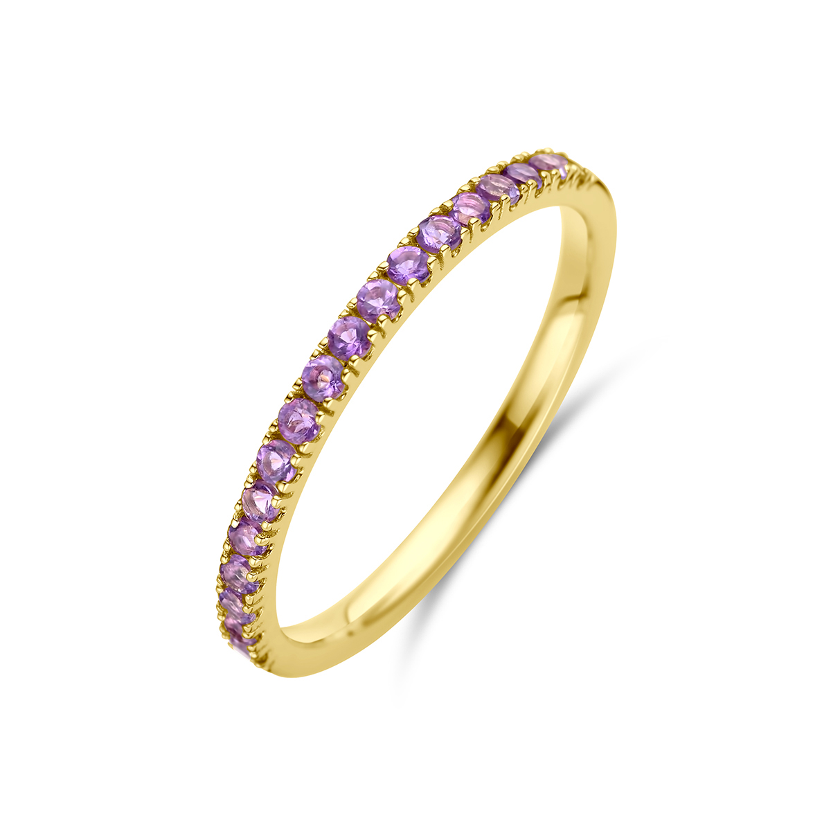 ring met geboortesteen amethist februari 14K geelgoud