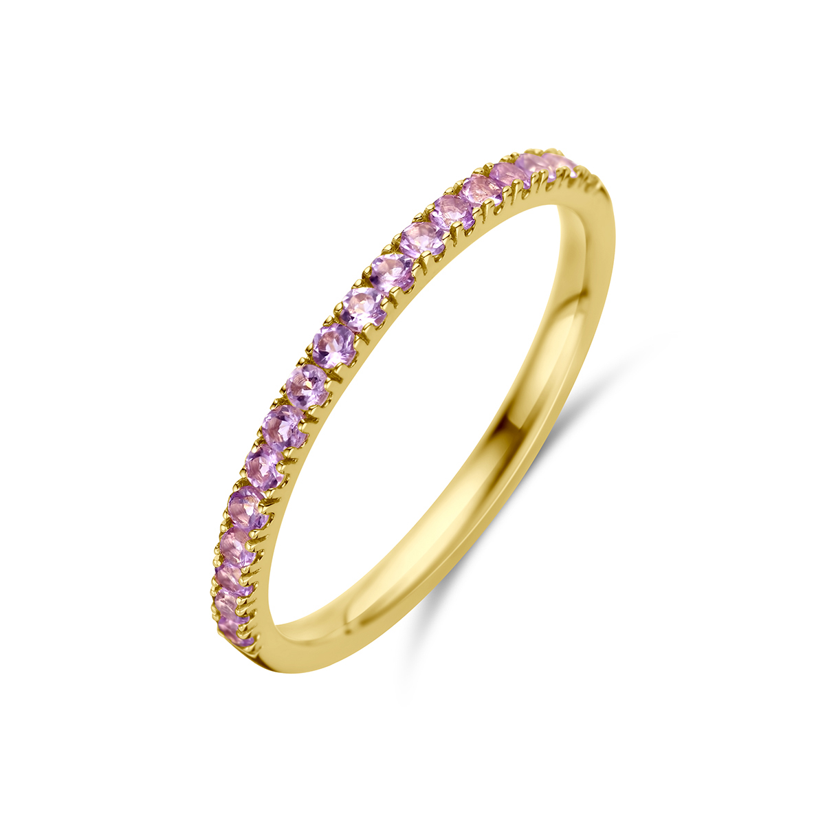 Gouden ring dames maandsteen amethist Juni