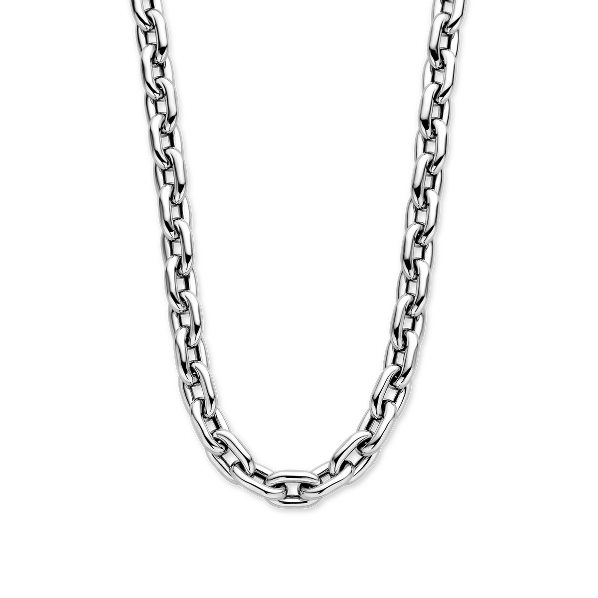 Gerhodineerd 925 zilveren collier uitgevoerd met een groot springslot. Het collier heeft een draaglengte van 43cm en een extensie van 3cm. De schakelbreedte is 10.6mm.