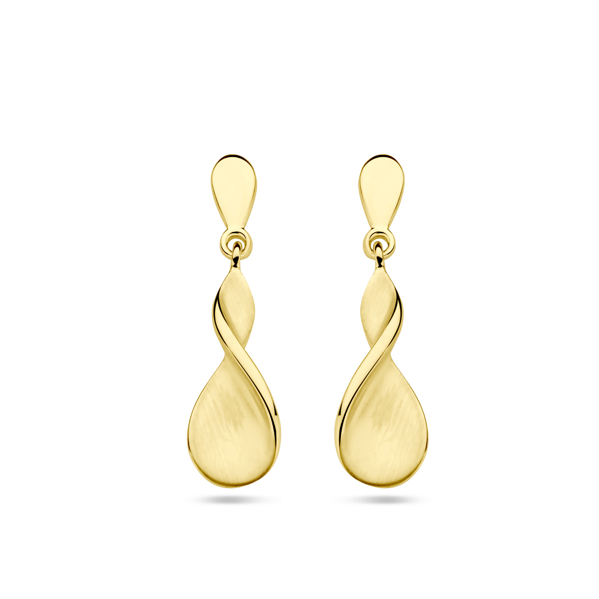 14k Geelgouden oorhangers met een lengte van 16.5mm.&nbsp;