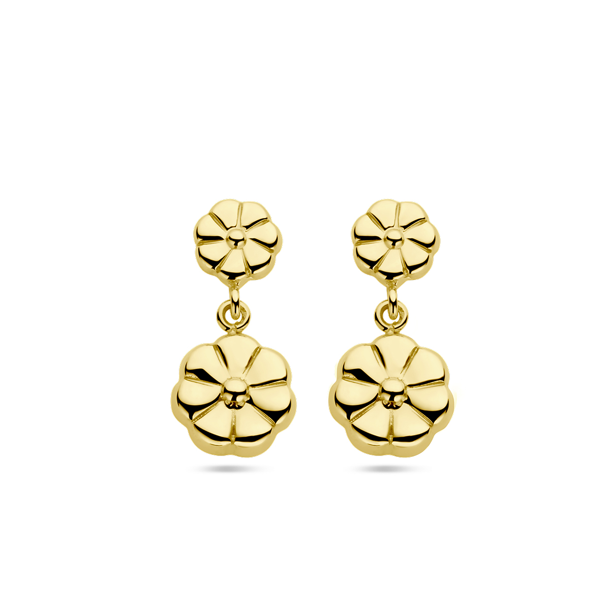 14k Geelgouden oorhangers. De oorhangers hebben een totale hoogte van 14mm.