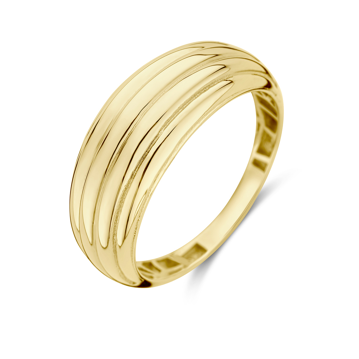 14k Geelgouden ring met een breedte van 7.5mm.