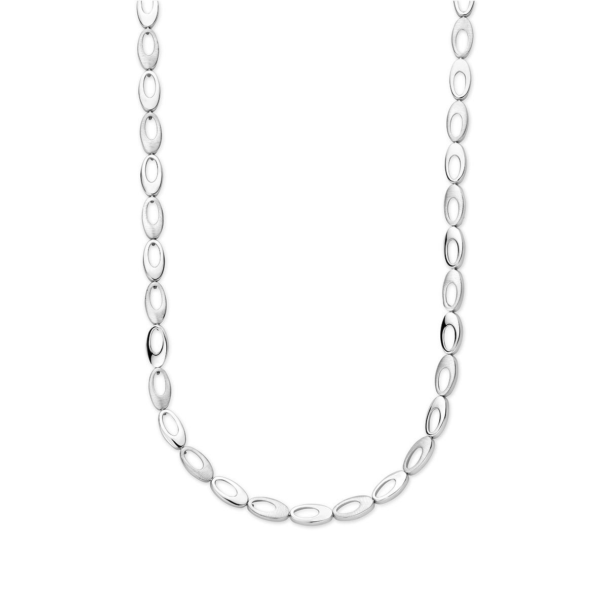 Gerhodineerd 925 zilveren collier met een draaglengte van 45cm. De schakelbreedte is 7mm. Uitgevoerd met een karabijn sluiting.