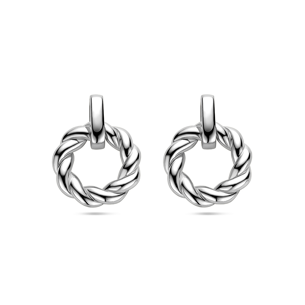 Gerhodineerd 925 zilveren oorhangers uitgevoerd met een rondje. De oorhangers hebben een totale hoogte van 21mm.