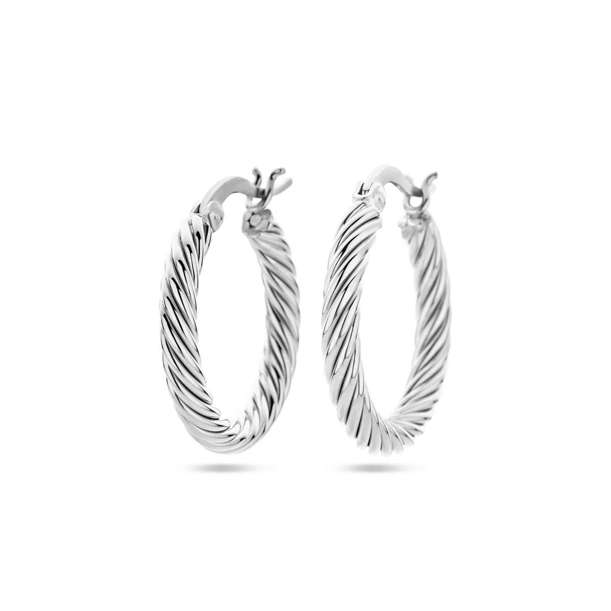Gerhodineerd 925 zilveren oorringen met een gedraaide buis van 3mm.