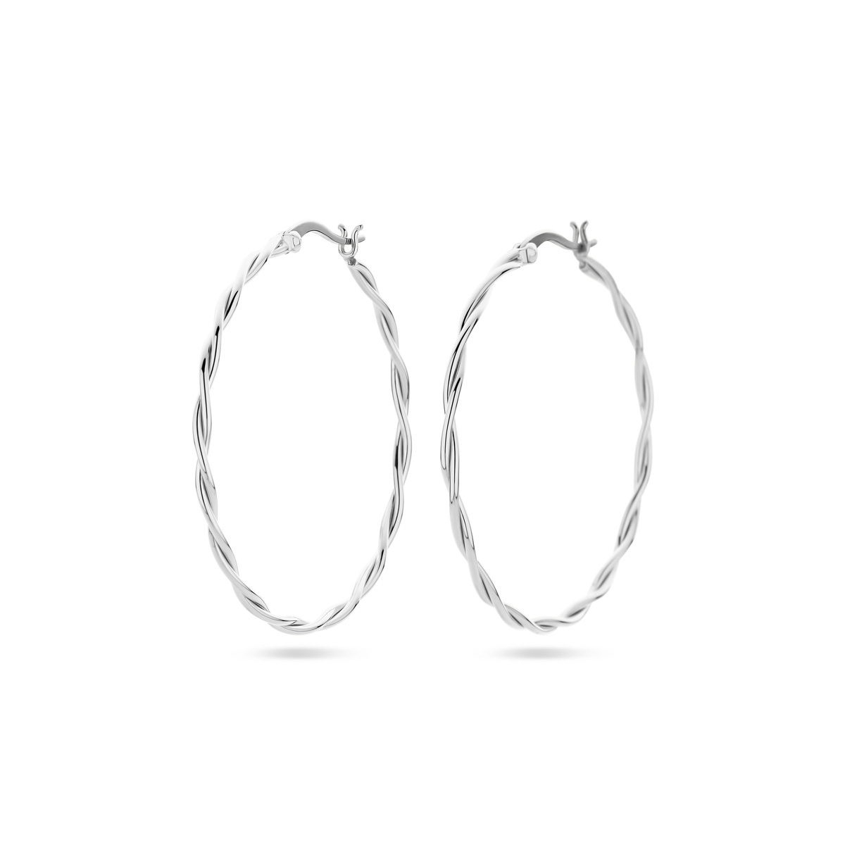 Gerhodineerd 925 zilveren oorringen met een gedraaide buis van 2mm.