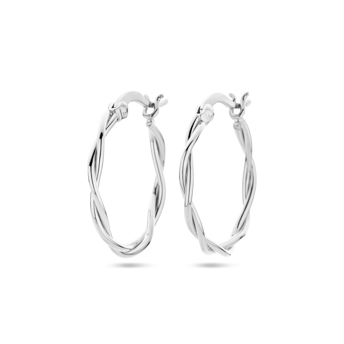 Gerhodineerd 925 zilveren oorringen met een gedraaide buis van 2mm.