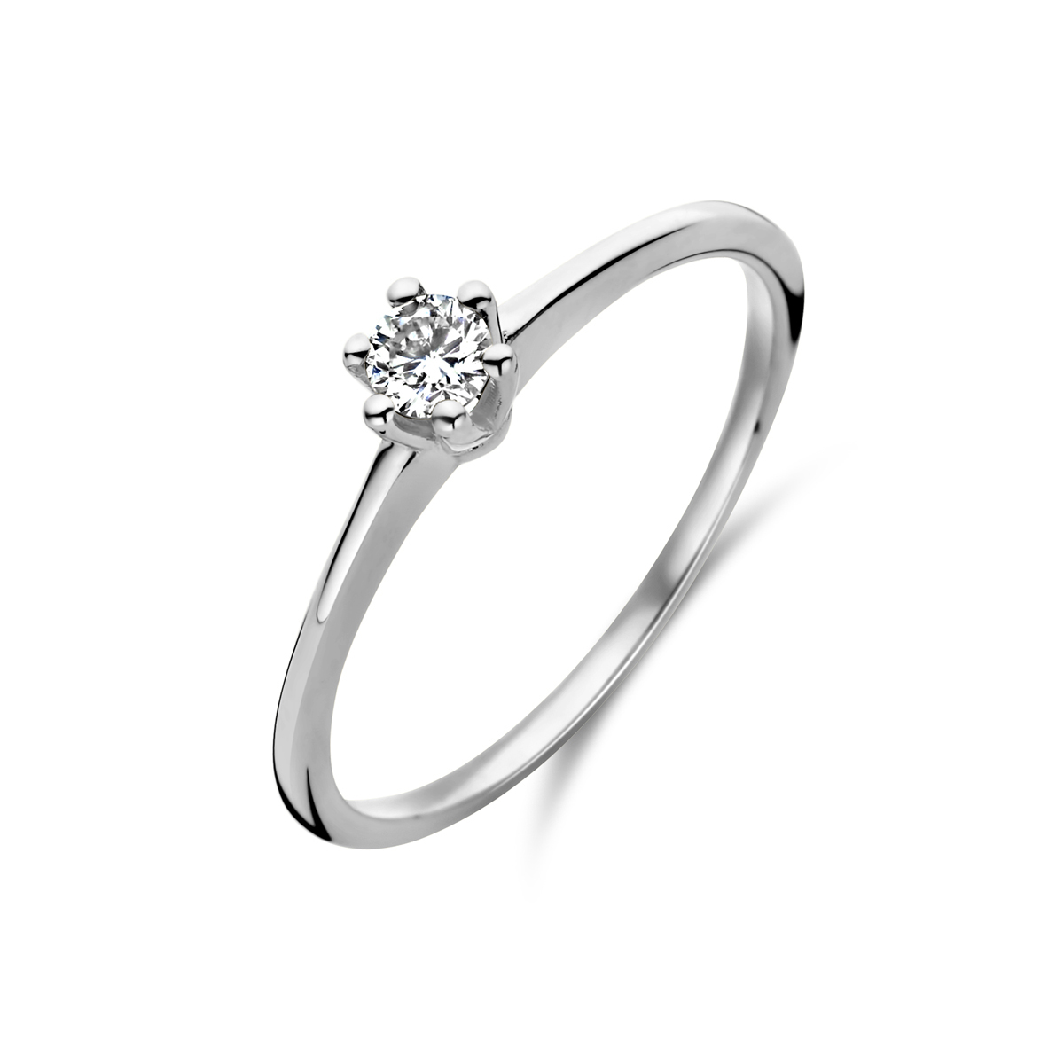 14k Witgouden ring uitgevoerd met diamant. De ring heeft een breedte van 4mm.&nbsp; &nbsp;&nbsp;