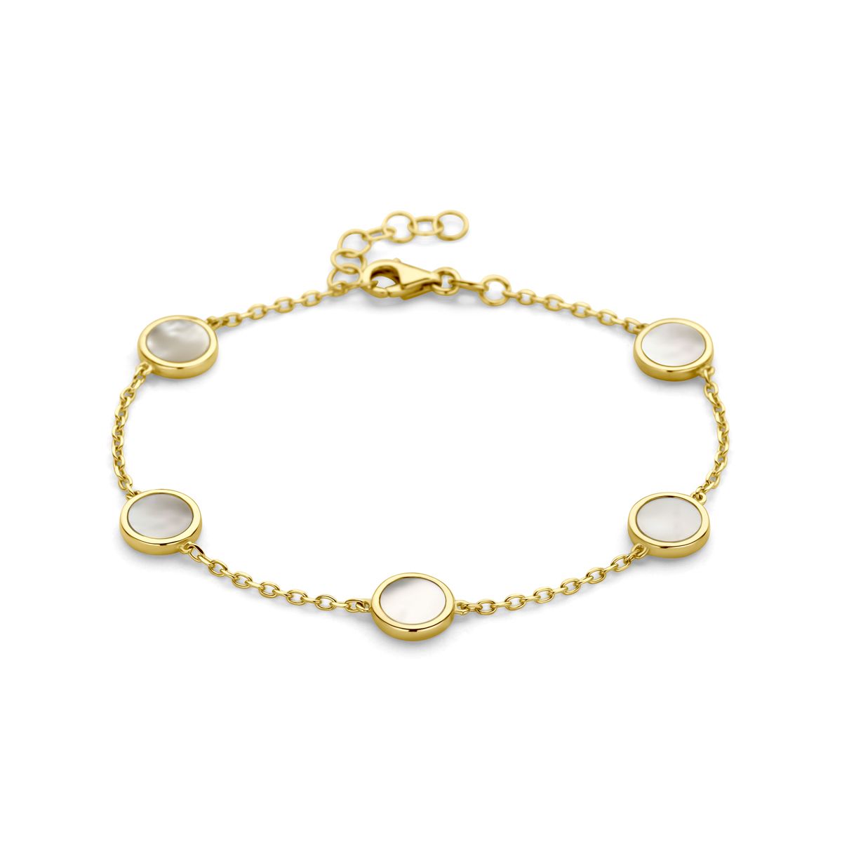 Armband in geel goud 14 k met parelmoer 