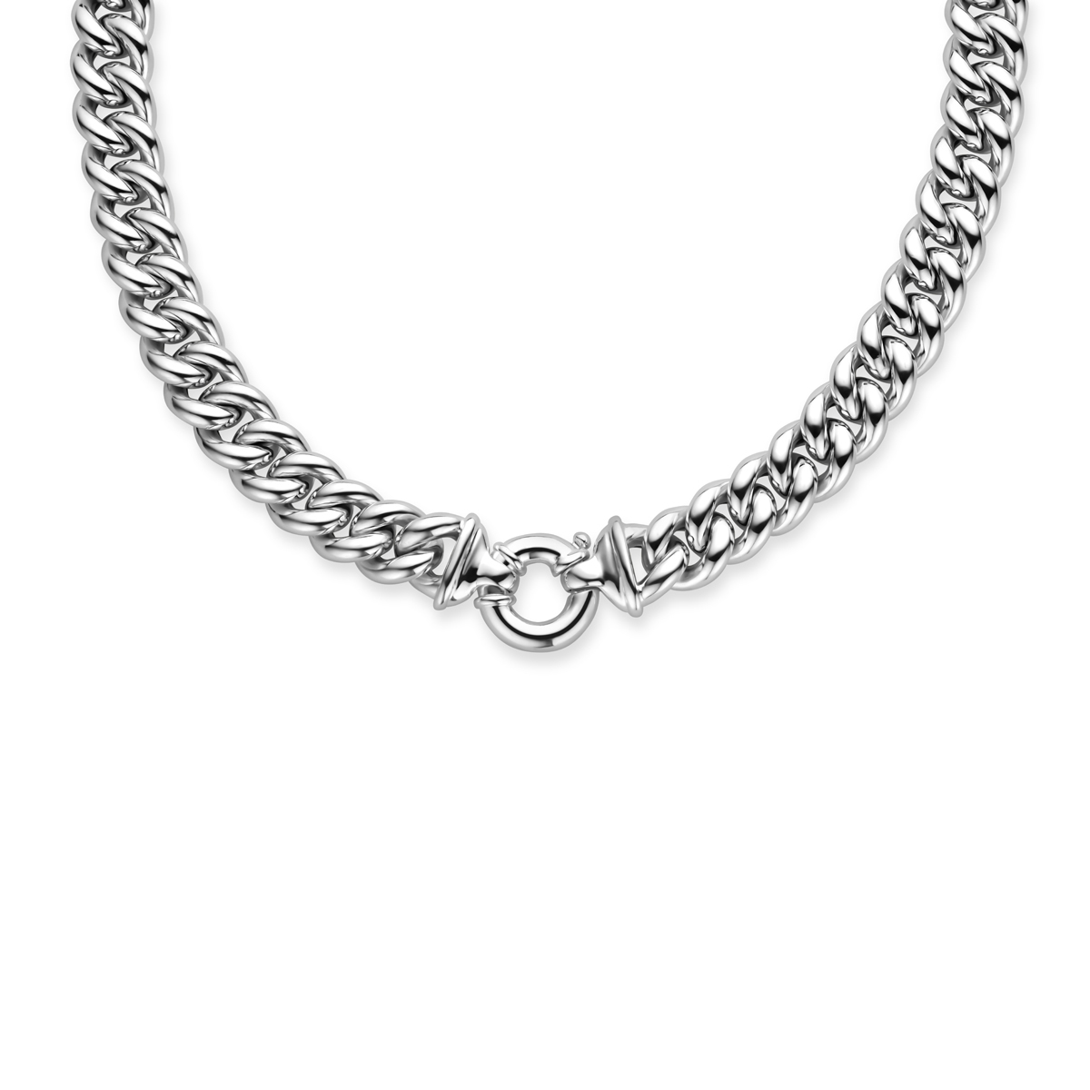 925 Zilveren collier met draaglengte van 44cm. Uitgevoerd met groot veerslot.