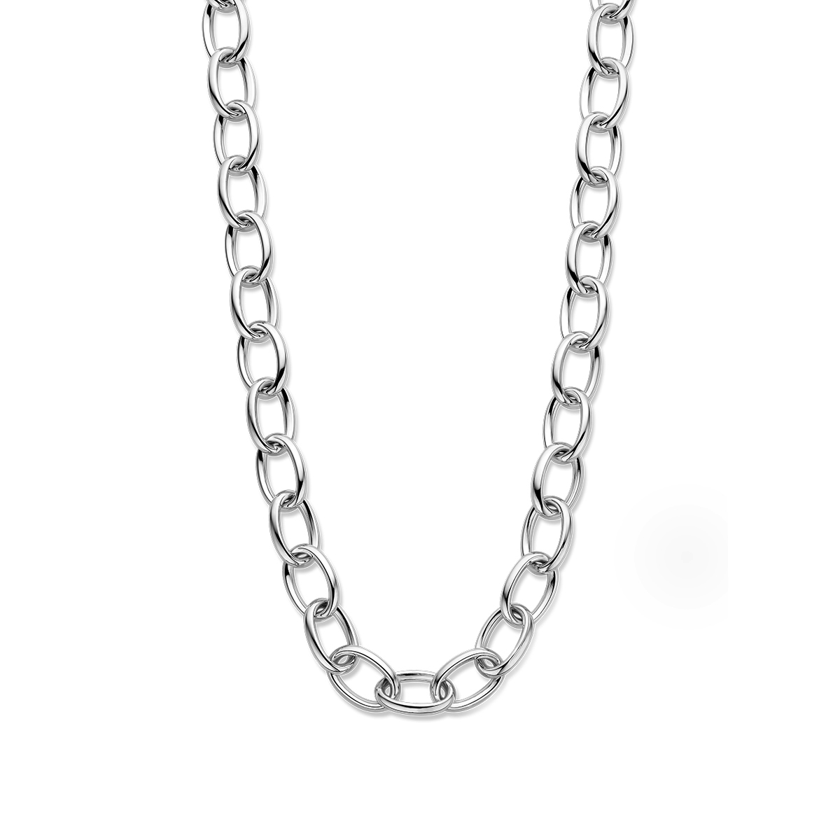 Gerhodineerd 925 zilveren collier met een draaglengte van 50cm. Uitgevoerd met een karabijn sluiting.