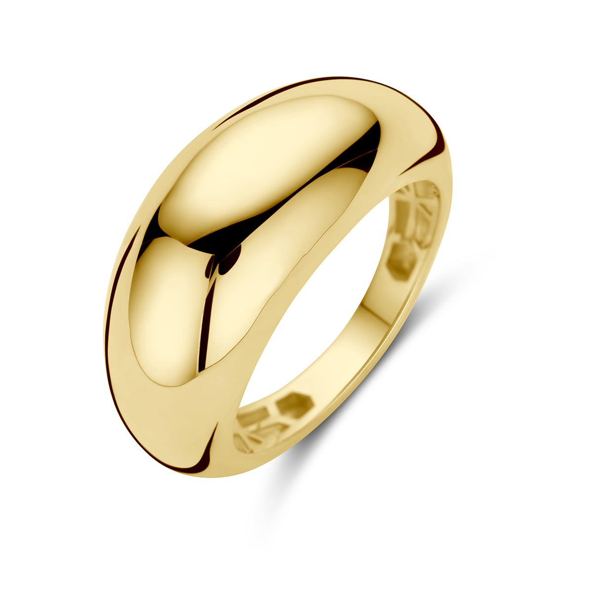 14k Geelgouden ring met een breedte van 9.5mm.