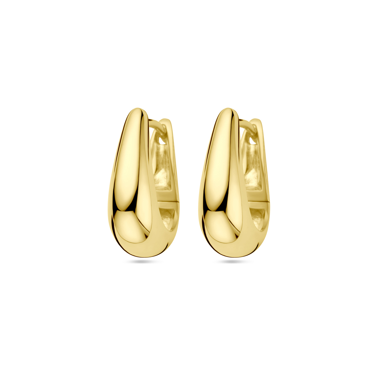 Geelgoud op 925 zilveren klapoorringen met een afmeting van 16.5x6.5mm. Geen garantie op de plating.