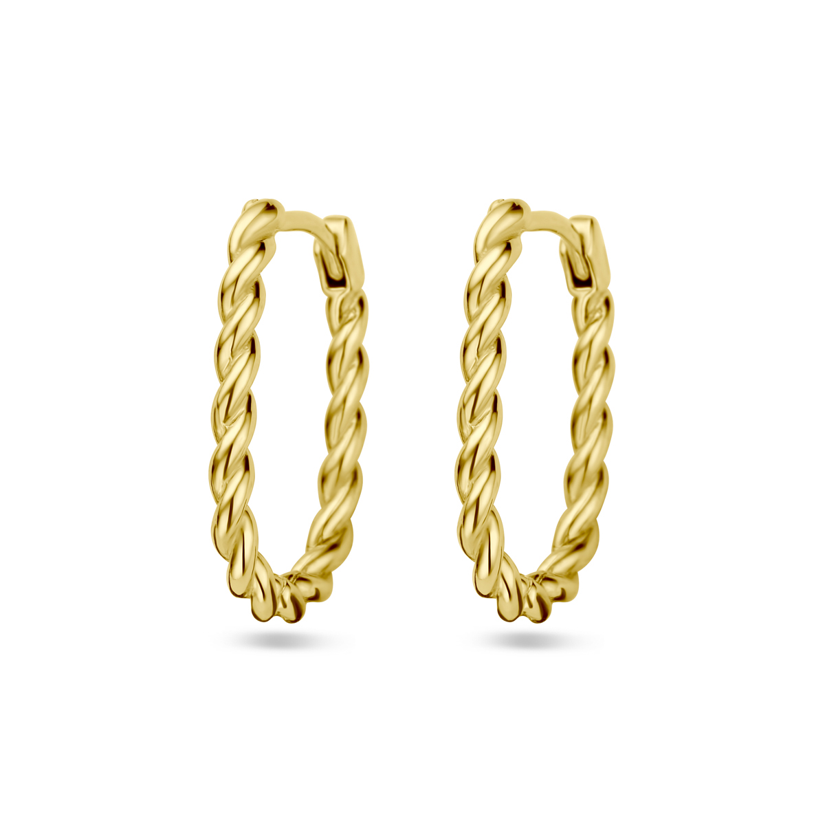 14k Geelgouden klapoorringen met een breedte van 2mm.