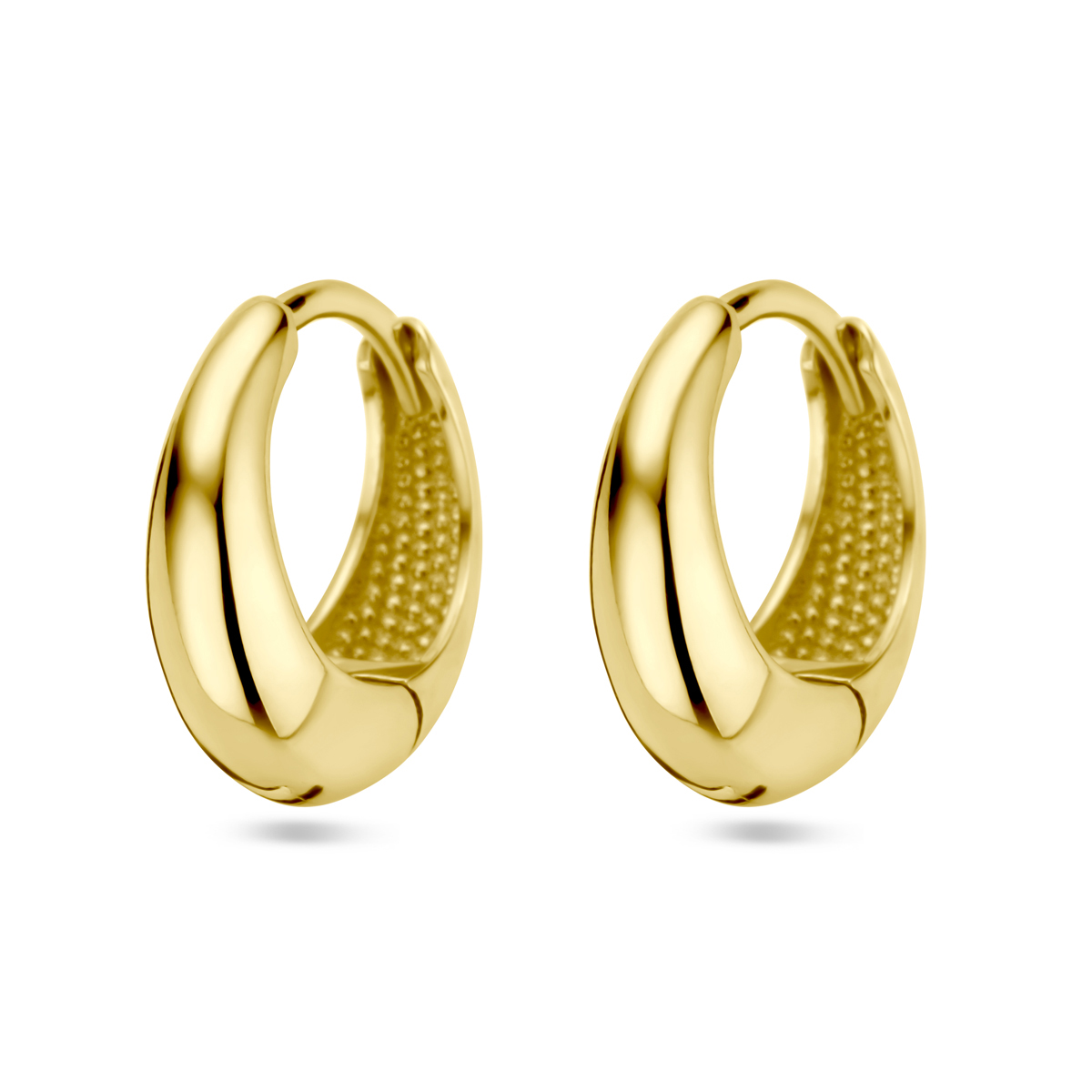 14k Geelgouden klapoorringen met een afmeting van 12.5x4.5mm.