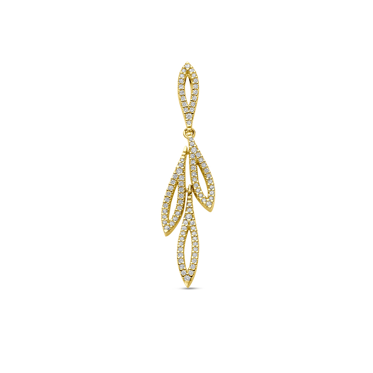 14k Geelgouden hanger uitgevoerd met diamant. De hanger heeft een totale hoogte van 44mm. Het diamantgewicht is 0.4ct.