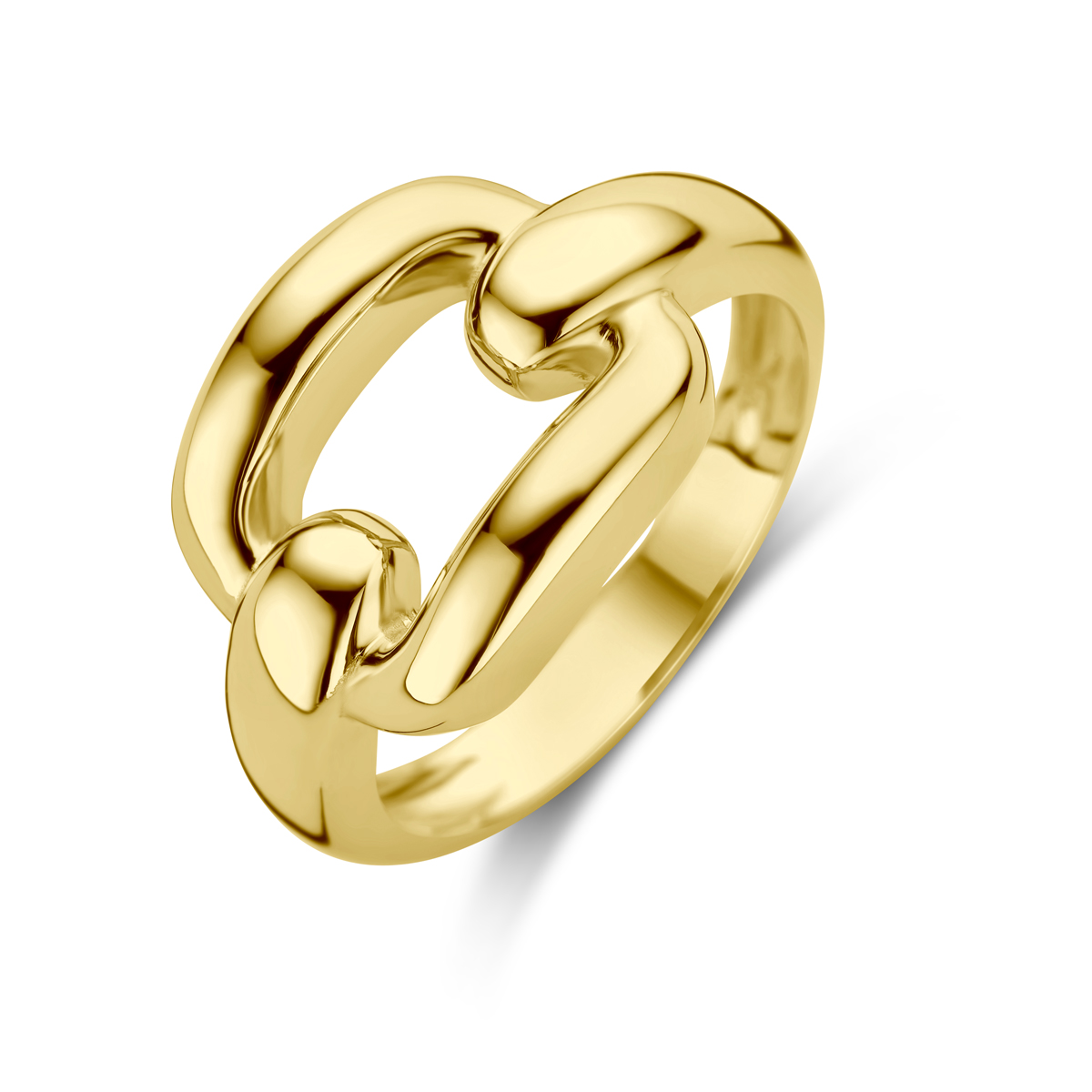 14k Geelgouden ring met een breedte van 12.5mm.