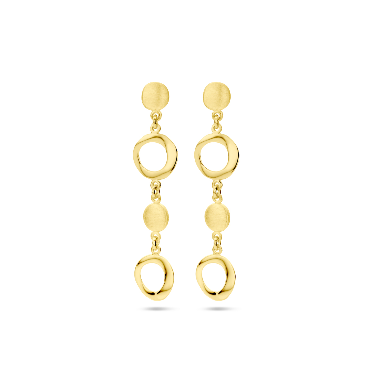14k Geelgouden oorhangers met een totale hoogte van 32mm.